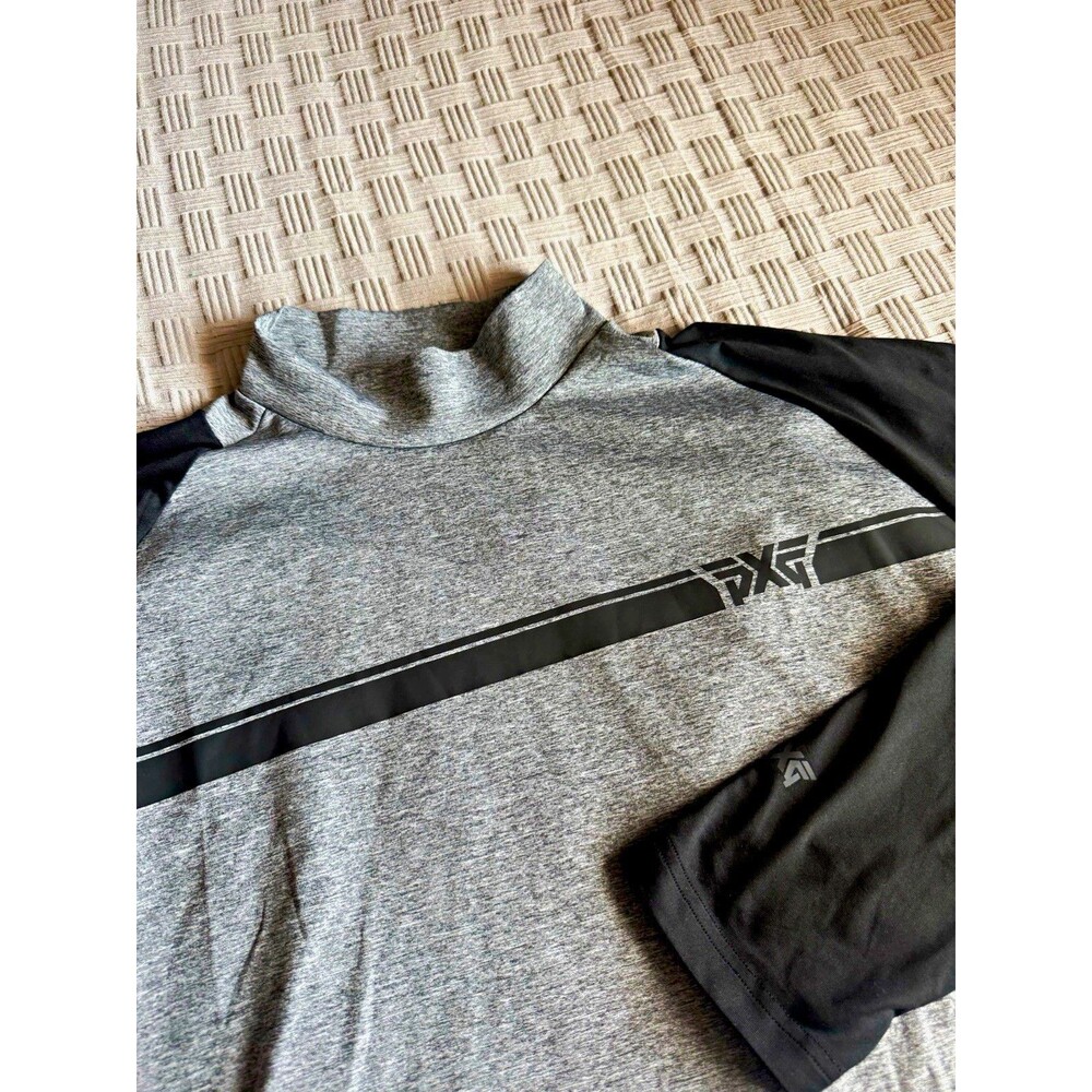 PXG Men's High-Neck Long-Sleeve Golf Shirt Gray/Black Colorblock Performance 2XL